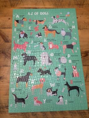 A-Z of Dogs Kids Puzzle - Green Illustrated Dog Alphabet